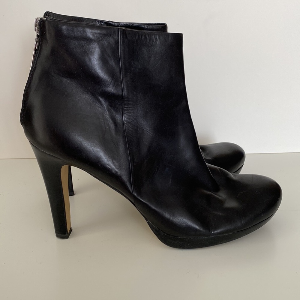 Franco Sarto Black Leather Platform Booties